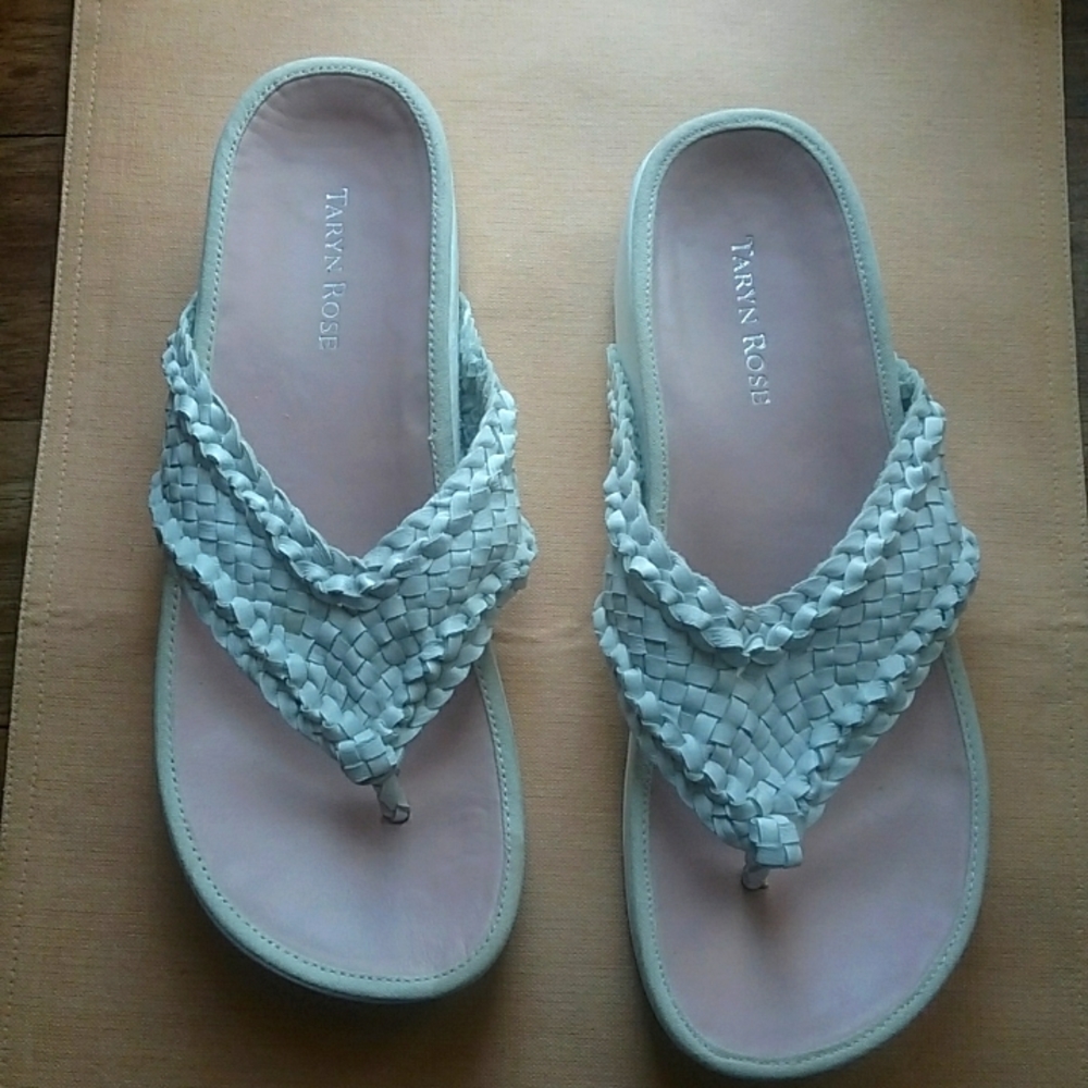 Taryn Rose Tarzanian White Braided Leather Sandals Size 9.5 M